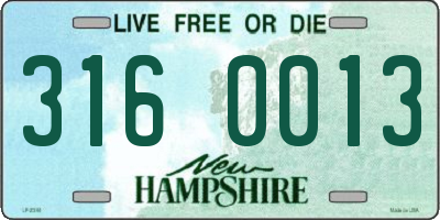 NH license plate 3160013