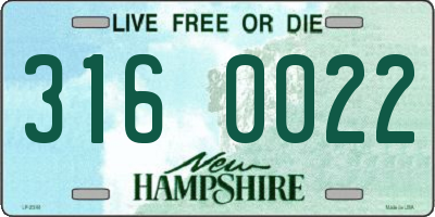 NH license plate 3160022