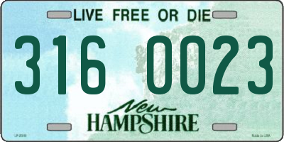 NH license plate 3160023