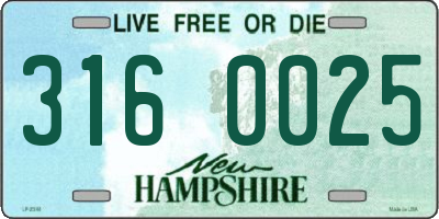 NH license plate 3160025