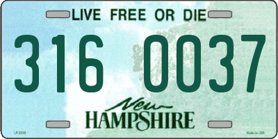 NH license plate 3160037
