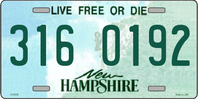 NH license plate 3160192