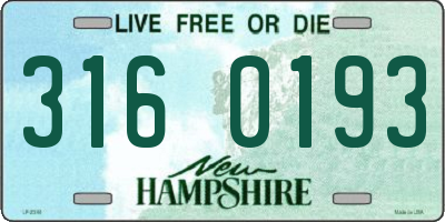 NH license plate 3160193