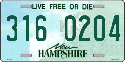 NH license plate 3160204