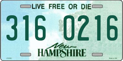 NH license plate 3160216
