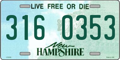 NH license plate 3160353