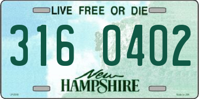 NH license plate 3160402