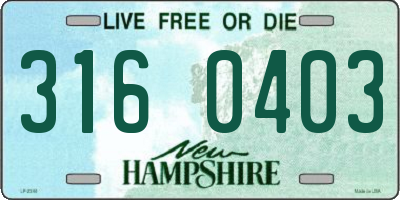 NH license plate 3160403