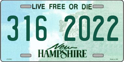 NH license plate 3162022