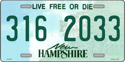 NH license plate 3162033