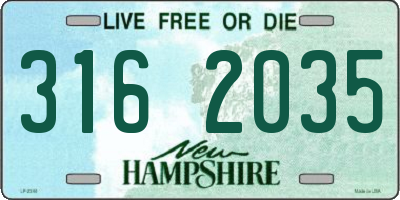 NH license plate 3162035