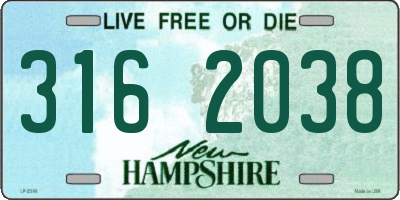 NH license plate 3162038