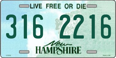 NH license plate 3162216