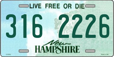NH license plate 3162226