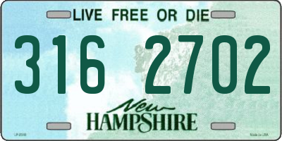NH license plate 3162702