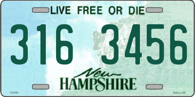 NH license plate 3163456