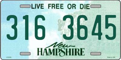 NH license plate 3163645