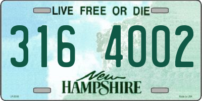 NH license plate 3164002