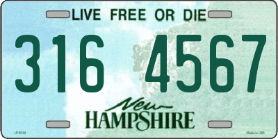 NH license plate 3164567
