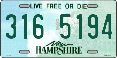 NH license plate 3165194
