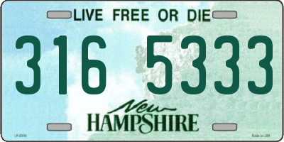 NH license plate 3165333