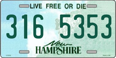 NH license plate 3165353