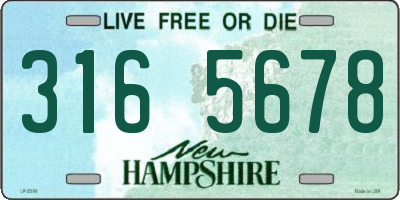 NH license plate 3165678