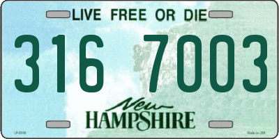 NH license plate 3167003