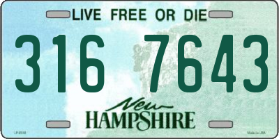 NH license plate 3167643