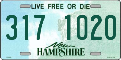 NH license plate 3171020