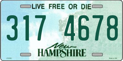 NH license plate 3174678