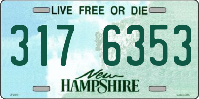NH license plate 3176353