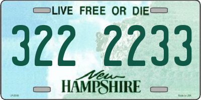 NH license plate 3222233
