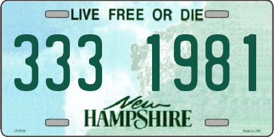 NH license plate 3331981