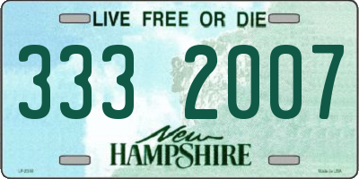 NH license plate 3332007