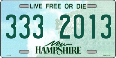 NH license plate 3332013