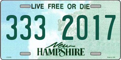 NH license plate 3332017
