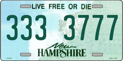 NH license plate 3333777