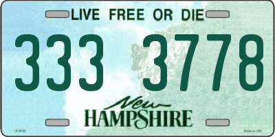 NH license plate 3333778