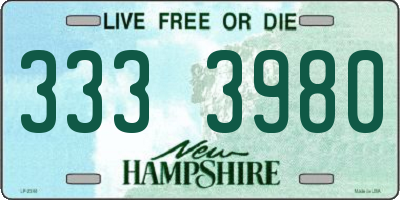 NH license plate 3333980