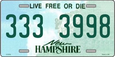 NH license plate 3333998