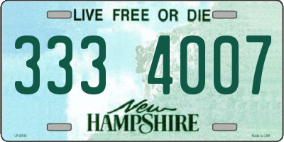 NH license plate 3334007