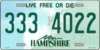 NH license plate 3334022