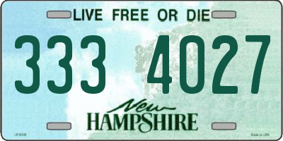 NH license plate 3334027