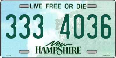 NH license plate 3334036