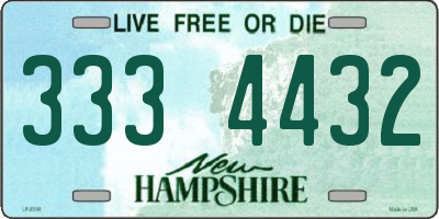 NH license plate 3334432