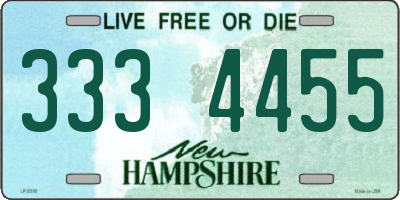 NH license plate 3334455