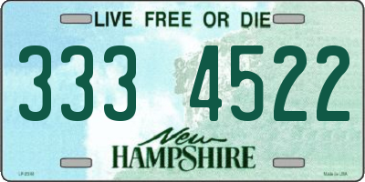 NH license plate 3334522