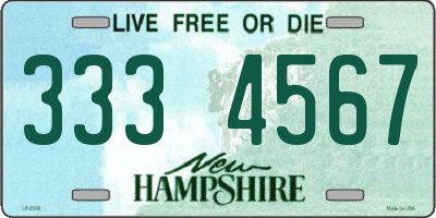 NH license plate 3334567