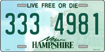 NH license plate 3334981